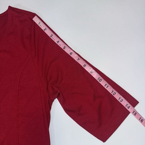 Soft Surroundings Red Half Sleeve Scoop Neck Midi Dress Pima Cotton Women XL - Picture 7 of 10